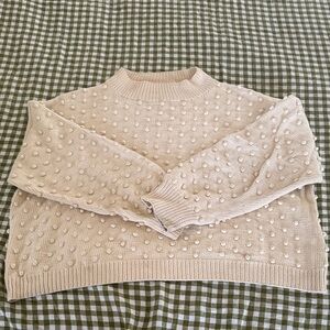Misha And Puff Cream Bobble Mock Neck Sweater